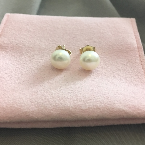 Jewelry - Gold GP Genuine Freshwater White Pearl Earrings
